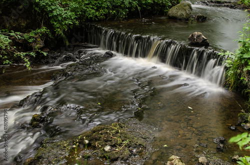 Beautiful Skanstupite waterfall. Photographed with long exposure. Plavinas  Latvia.