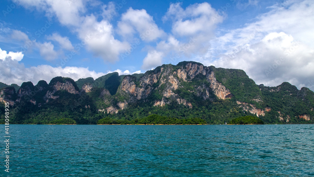 Impressive rock formations in the Khao Sok National Park (Cheow Lan Lake) in Thailand