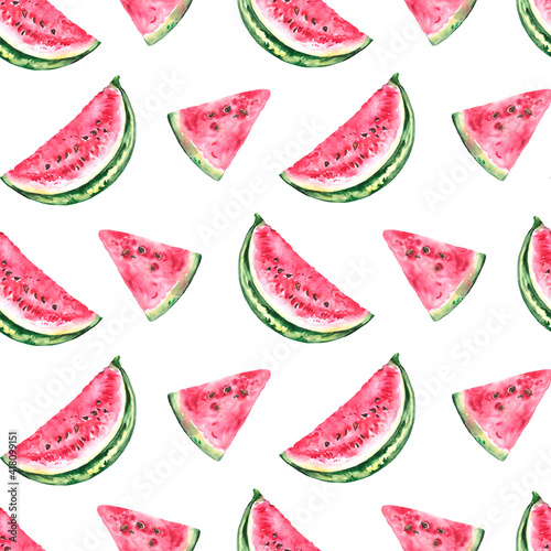 Seamless pattern with watermelon slices 