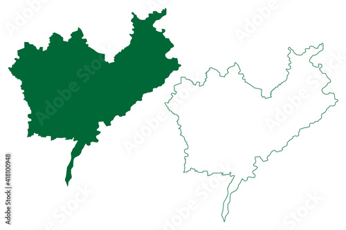 Kishanganj district  Bihar State  Purnia division  Republic of India  map vector illustration  scribble sketch Kishanganj map