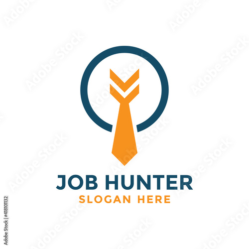 Job hunter logo design template. Tie icon with bow combination. Creative concept of leadership, progress, energy, etc.