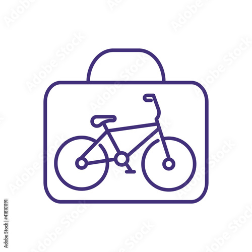 Taking bicycle on plane RGB color icon. Travelling with bike. Extra luggage. Large-sized sporting equipment. Special baggage allowance. Packing bike for shipping, flying. Isolated vector illustration
