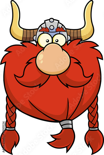 Viking Head Cartoon Character. Vector Illustration Isolated On Transparent Background