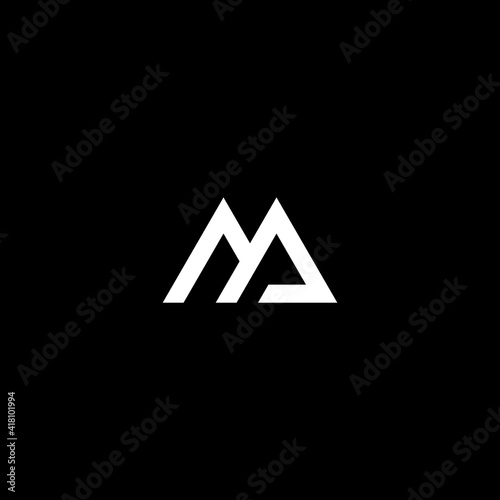 Creative elegant curve line vector logo type. MA letter. Monogram luxury linear creative