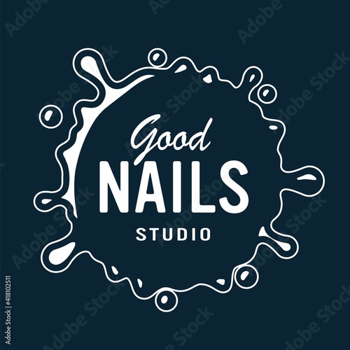 Emblem in the form blot, blotch for nail bar and beauty salon, fingernails studio or logo of manicurist services