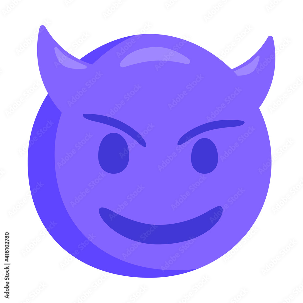 Demon with Horns Emoji Icon Illustration. Angry Purple Vector Symbol Emoticon Design. Demon with Horns Emoji Icon Illustration. Angry Purple Vector Symbol Emoticon Design.