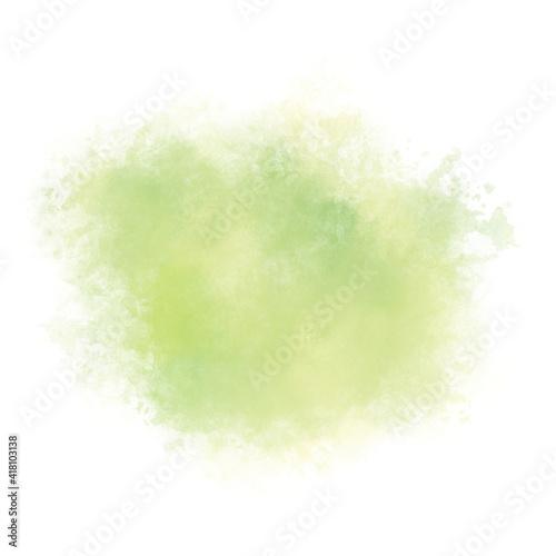 Green watercolor stain.Abstract watercolor art hand paint on white background