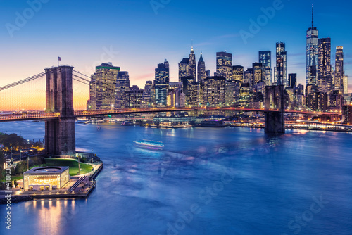 a magnificent view of the lower Manhattan and Brooklyn Bridge  New York City
