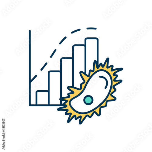 Living organism growth RGB color icon. Getting larger in size and mass. Increasing cells number. Growth process. Obtaining air, water and food. Organism transformation. Isolated vector illustration