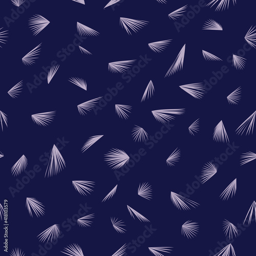 blue seamless pattern with many lines of feathers, lines rays