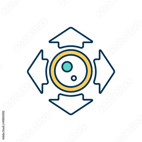 Microbial growth RGB color icon. Cells number increasing. Bacteria, molds, and yeasts growth. Bacterium proliferation. Microbes cultivation. Bacterial population. Isolated vector illustration