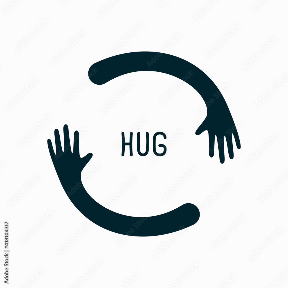 Fototapeta premium Hands hugs in circle shape vector illustration
