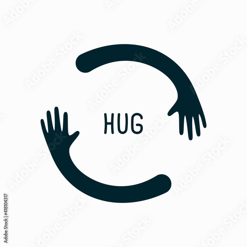 Valokuvatapetti Hands hugs in circle shape vector illustration