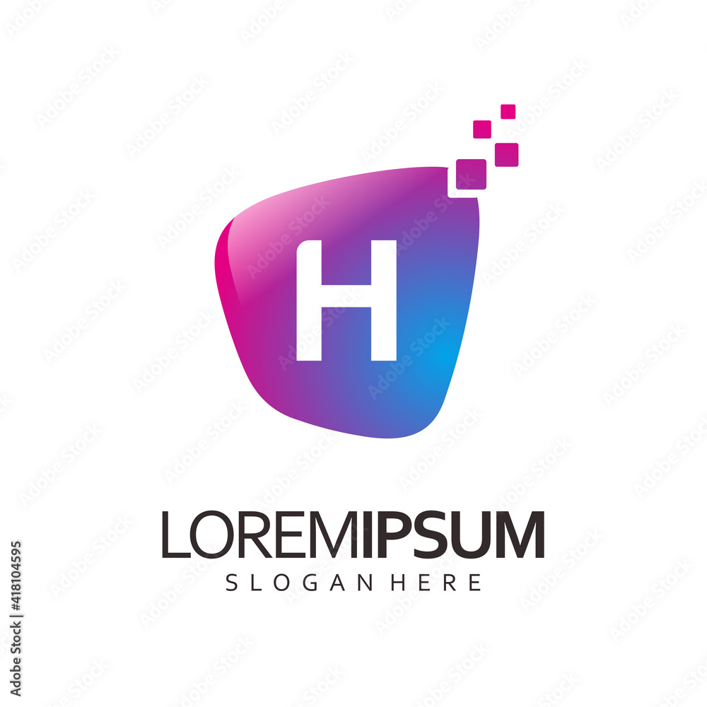 initial H logo design with digital symbol initial H logo design with digital symbol