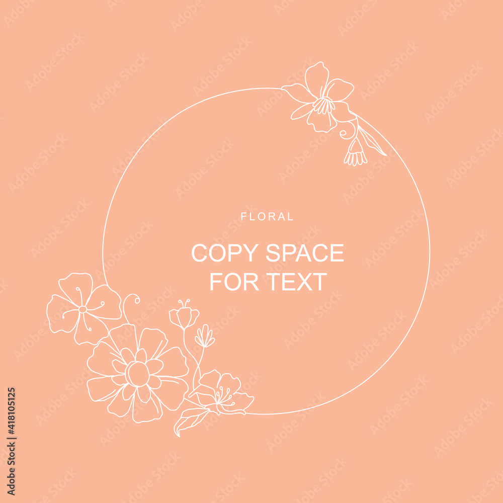 floral frame line art illustration for copy space, text, and quotes ...
