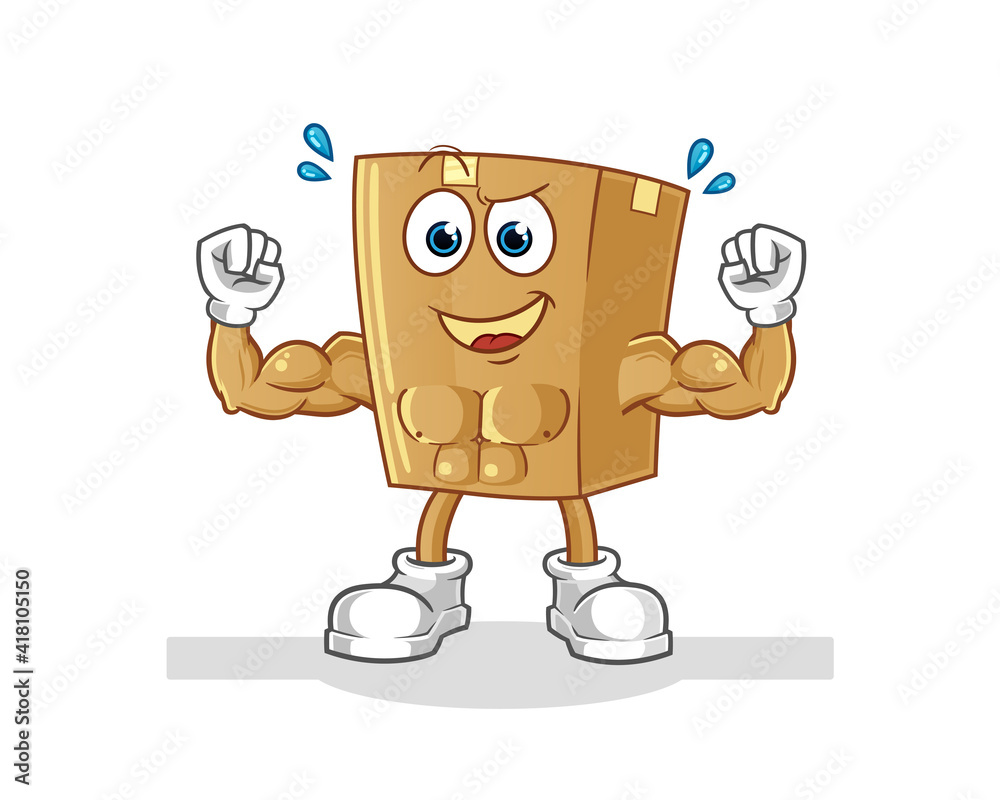 box muscular cartoon. cartoon mascot vector