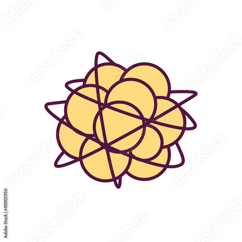Thrombosis RGB color icon. Blood clot process. Formation in blood vessel. Thrombus. Serious health complications. Trauma, surgery and infection. Circulatory system. Isolated vector illustration