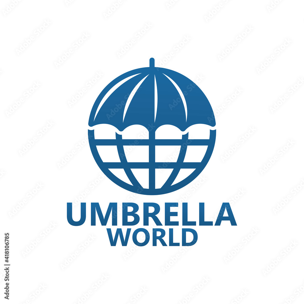 Umbrella world logo template design