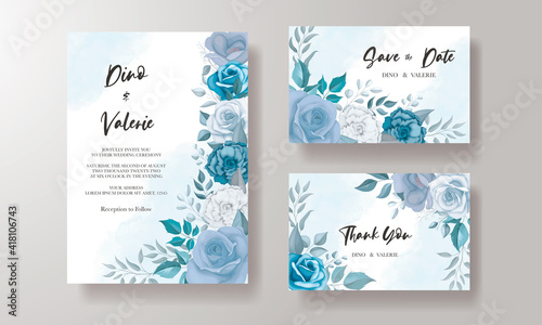 Elegant wedding invitation card with beautiful floral ornaments