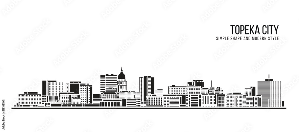 Cityscape Building Abstract Simple shape and modern style art Vector design -  Topeka city