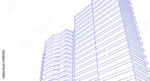 modern architecture house with balconies 3d rendering