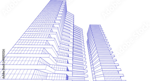 modern architecture house with balconies 3d rendering