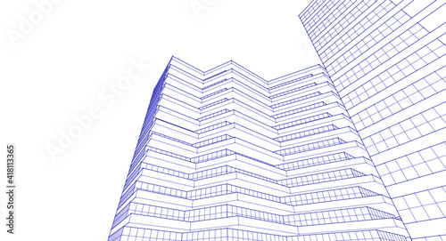 modern architecture house with balconies 3d rendering