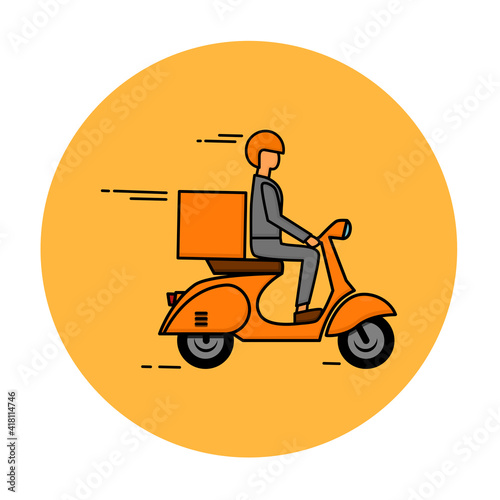 fast delivery by scooter, yellow vespa