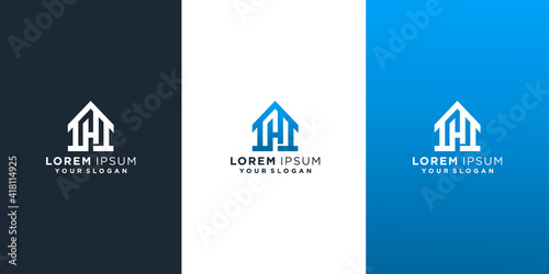 letter h home logo design vector