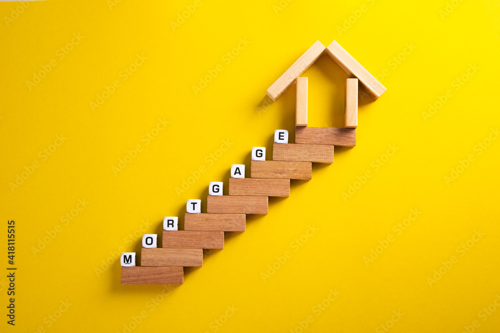 Fototapeta premium The growth of mortgage rates. Sale of houses.