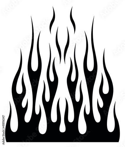 Tribal hotrod muscle car silhouette flame graphic for car hoods and roofs. Ideal for decals, stickers, mask and tattoos too.