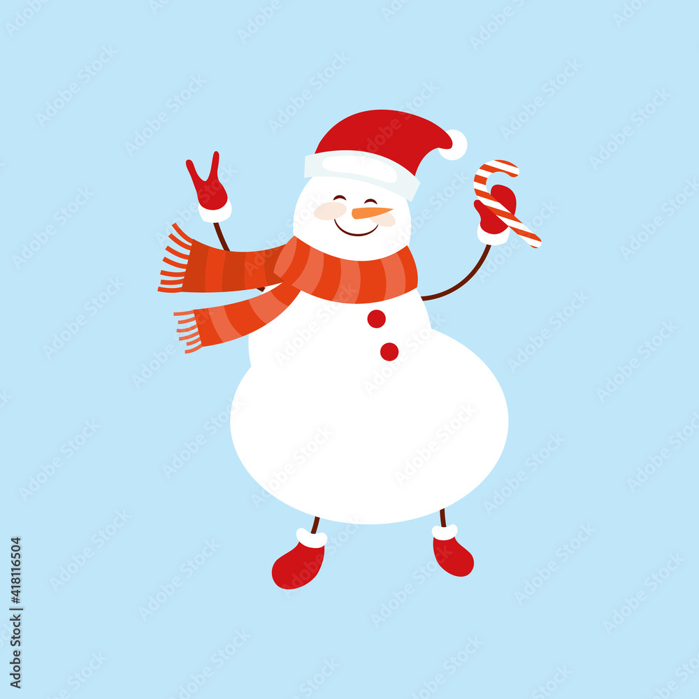 Snowman. Icon. Simple style. Vector illustration isolated on white background