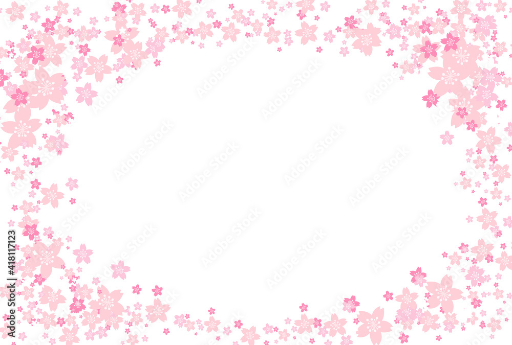 桜の花びら円形のフレーム