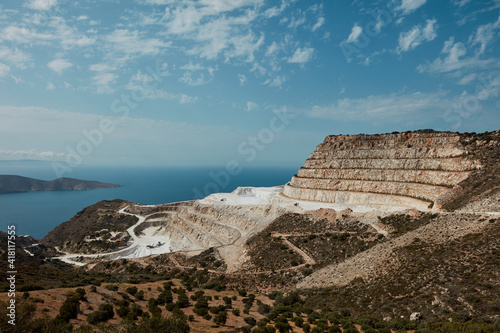 Marble quarry in Crete Greece panorama