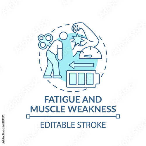 Problems with sleeping concept icon. Feeling of tiredness and exhaustion idea thin line illustration. Fatigue and muscle weakness. Vector isolated outline RGB color drawing. Editable stroke
