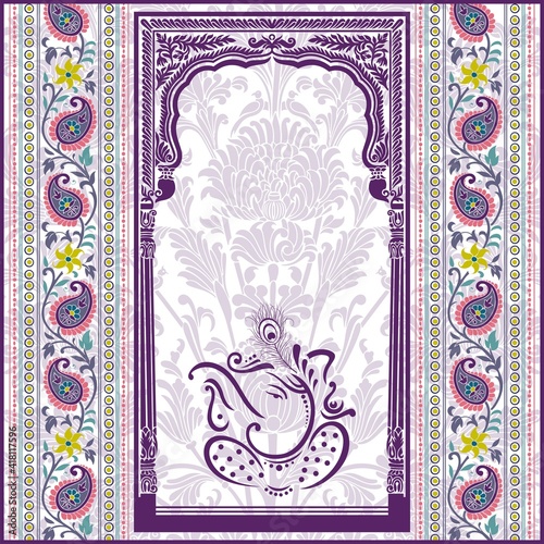 Ganesha, traditional Hindu wedding card, royal Rajasthan, India	