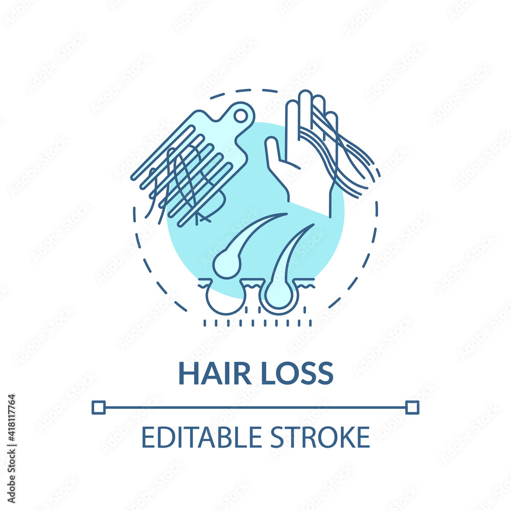 Hair loss concept icon. Stress and disease with fever idea thin line illustration. Effect from illness. Medical and coronavirus. Vector isolated outline RGB color drawing. Editable stroke Stock Vector | Adobe Stock Hair loss concept icon. Stress and disease with fever idea thin line illustration. Effect from illness. Medical and coronavirus. Vector isolated outline RGB color drawing. Editable stroke Stock Vector | Adobe Stock