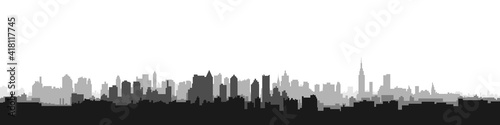 illustration. City landscape. Blue silhouette of the city. City landscape in a flat style