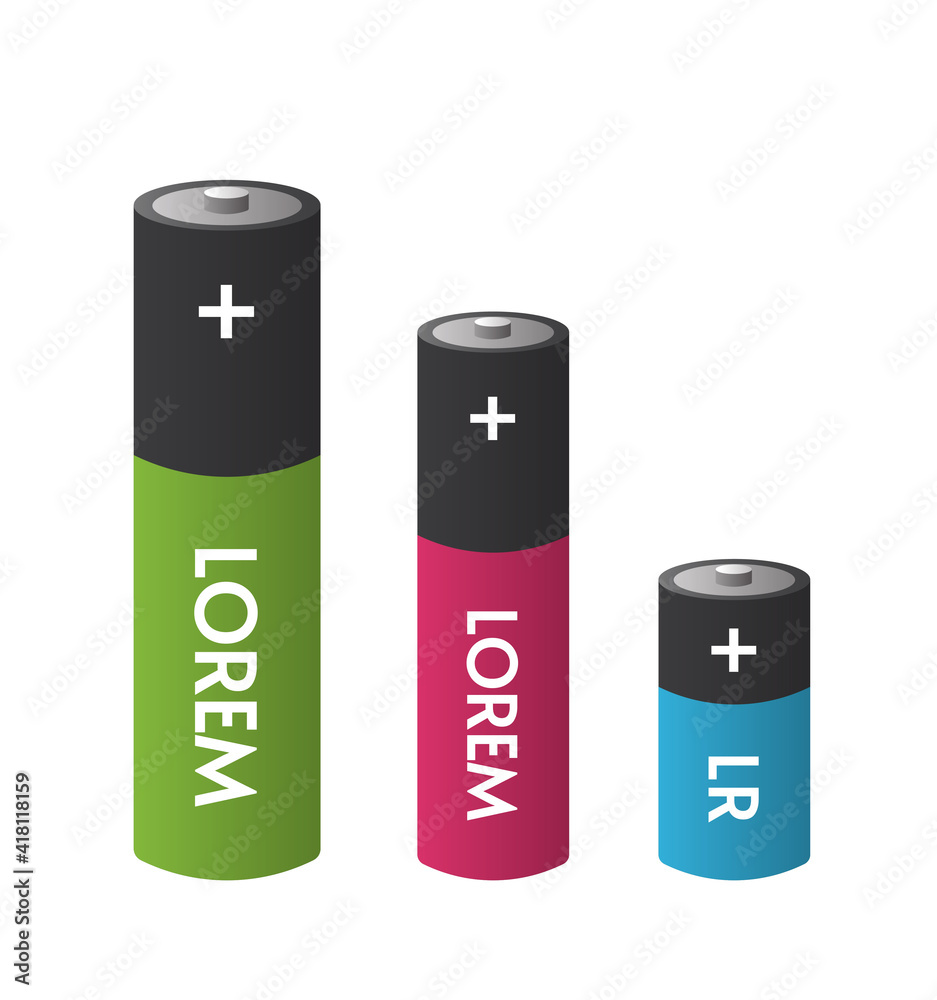 Cylinder batteries accumulators isolated on white vector flat cartoon set, electric aaa and aa size alkaline battery cell collection clipart Cylinder batteries accumulators isolated on white vector flat cartoon set, electric aaa and aa size alkaline battery cell collection clipart