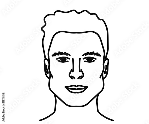 Male face on a white background. Face correction. Silhouette. Vector illustration.