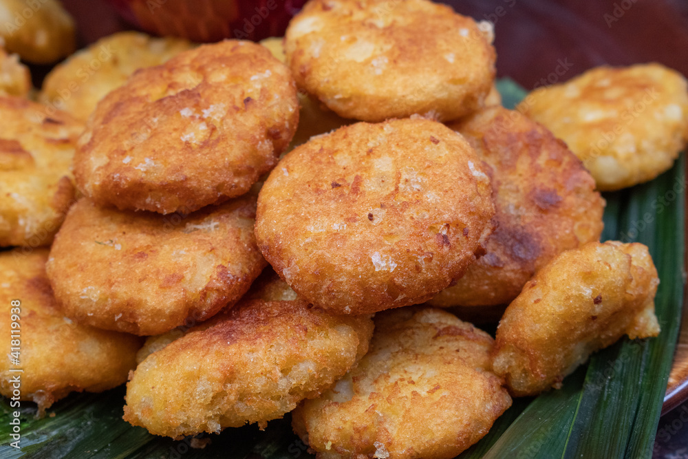 Sabudana vada- tapioca pearls cuttlet snack with lentil gravy Sabudana vada- tapioca pearls cuttlet snack with lentil gravy