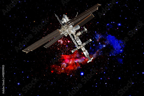 The station from modules in space. The elements of this image furnished by NASA.