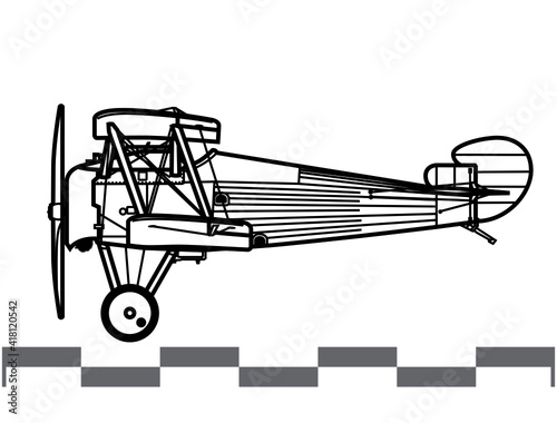 Sopwith 7F.1 Snipe. World War 1 fighter aircraft. Side view. Image for illustration and infographics.