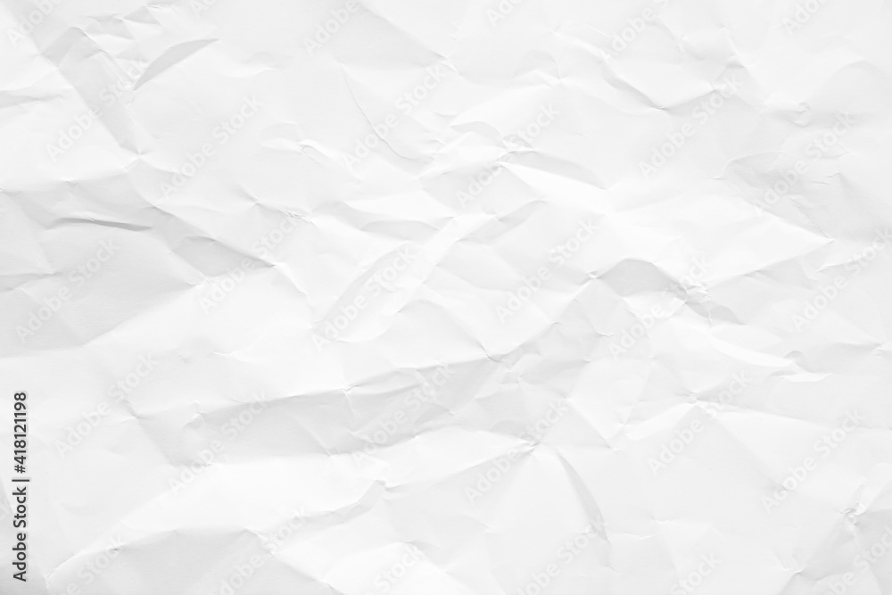 Fototapeta premium Clean white paper, wrinkled, abstract background.