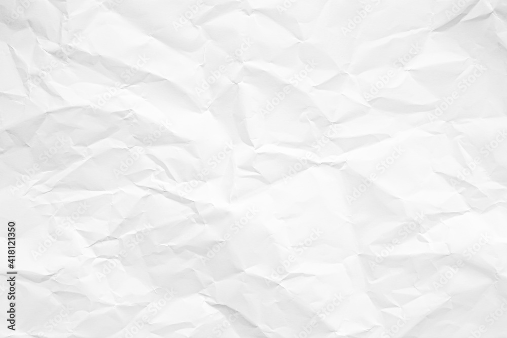 Clean white paper, wrinkled, abstract background.
