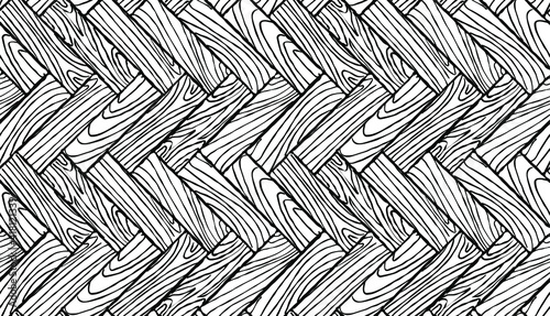 Black and white simple wooden floor. Herringbone parquet. Seamless pattern.Texture of a wooden parquet. Abstract background of white parquet. Vector illustration.