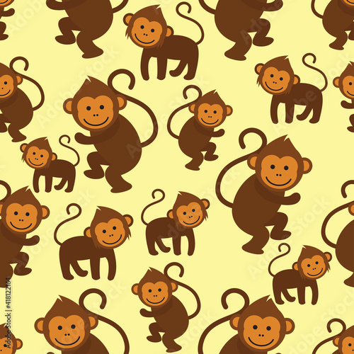 monkey ornament seamless pattern. vector illustration