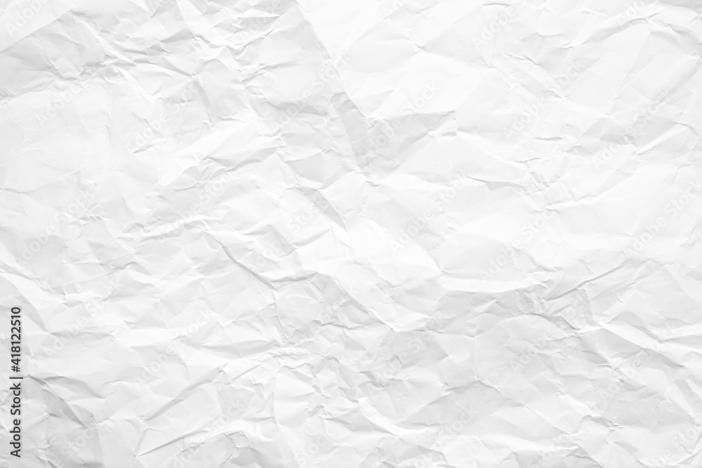 Fototapeta premium Clean white paper, wrinkled, abstract background.
