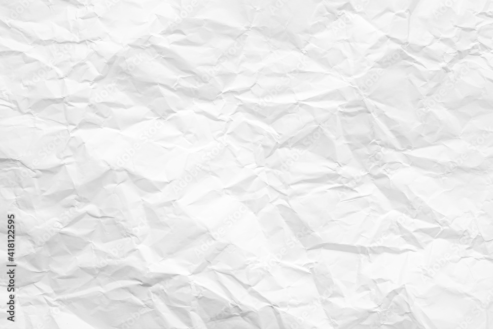 Naklejka premium Clean white paper, wrinkled, abstract background.