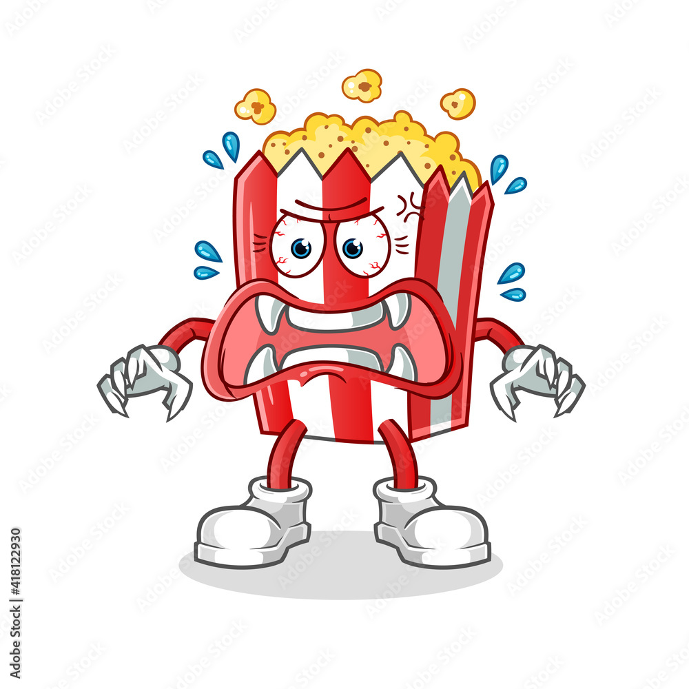 pop corn monster vector. cartoon character pop corn monster vector. cartoon character